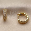 Oro Laminado Huggie Hoop, Gold Filled Style with White Cubic Zirconia, Polished, Golden Finish, 02.267.0135.14