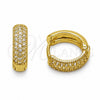 Oro Laminado Huggie Hoop, Gold Filled Style with White Cubic Zirconia, Polished, Golden Finish, 02.267.0135.14