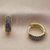 Oro Laminado Huggie Hoop, Gold Filled Style with Sapphire Blue Cubic Zirconia, Polished, Golden Finish, 02.267.0135.2.14