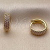 Oro Laminado Huggie Hoop, Gold Filled Style with Amethyst Cubic Zirconia, Polished, Golden Finish, 02.267.0135.3.14