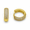 Oro Laminado Huggie Hoop, Gold Filled Style with Amethyst Cubic Zirconia, Polished, Golden Finish, 02.267.0135.3.14