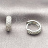 Rhodium Gold Filled Huggie Hoop, with White Cubic Zirconia, Polished, Rhodium Finish, 02.267.0135.5.14