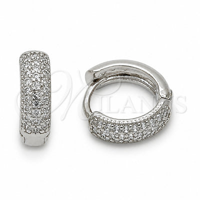 Rhodium Gold Filled Huggie Hoop, with White Cubic Zirconia, Polished, Rhodium Finish, 02.267.0135.5.14 for wholesale, main product view