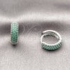 Rhodium Gold Filled Huggie Hoop, with Green Cubic Zirconia, Polished, Rhodium Finish, 02.267.0135.6.14