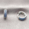 Rhodium Gold Filled Huggie Hoop, with Sapphire Blue Cubic Zirconia, Polished, Rhodium Finish, 02.267.0135.7.14