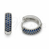 Rhodium Gold Filled Huggie Hoop, with Sapphire Blue Cubic Zirconia, Polished, Rhodium Finish, 02.267.0135.7.14