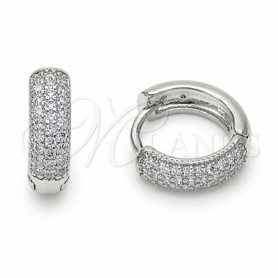 Rhodium Gold Filled Huggie Hoop, with Amethyst Cubic Zirconia, Polished, Rhodium Finish, 02.267.0135.8.14