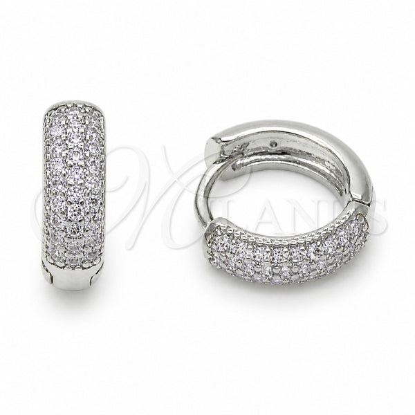 Rhodium Gold Filled Huggie Hoop, with Amethyst Cubic Zirconia, Polished, Rhodium Finish, 02.267.0135.8.14