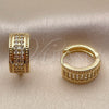 Oro Laminado Huggie Hoop, Gold Filled Style with White Cubic Zirconia, Polished, Golden Finish, 02.267.0136.16
