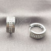 Rhodium Gold Filled Huggie Hoop, with White Cubic Zirconia, Polished, Rhodium Finish, 02.267.0136.1.16