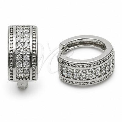 Rhodium Gold Filled Huggie Hoop, with White Cubic Zirconia, Polished, Rhodium Finish, 02.267.0136.1.16