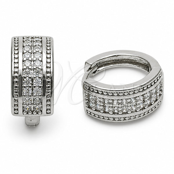 Rhodium Gold Filled Huggie Hoop, with White Cubic Zirconia, Polished, Rhodium Finish, 02.267.0136.1.16