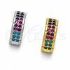 Oro Laminado Huggie Hoop, Gold Filled Style with Multicolor Cubic Zirconia, Polished, Golden Finish, 02.267.0137.14