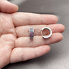 Rhodium Gold Filled Huggie Hoop, with Multicolor Cubic Zirconia, Polished, Rhodium Finish, 02.267.0137.1.14