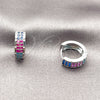 Rhodium Gold Filled Huggie Hoop, with Multicolor Cubic Zirconia, Polished, Rhodium Finish, 02.267.0137.1.14