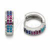 Rhodium Gold Filled Huggie Hoop, with Multicolor Cubic Zirconia, Polished, Rhodium Finish, 02.267.0137.1.14