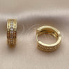 Oro Laminado Huggie Hoop, Gold Filled Style with White Cubic Zirconia, Polished, Golden Finish, 02.267.0138.16