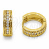 Oro Laminado Huggie Hoop, Gold Filled Style with White Cubic Zirconia, Polished, Golden Finish, 02.267.0138.16