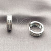 Rhodium Gold Filled Huggie Hoop, with White Cubic Zirconia, Polished, Rhodium Finish, 02.267.0138.1.16