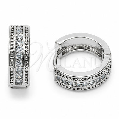 Rhodium Gold Filled Huggie Hoop, with White Cubic Zirconia, Polished, Rhodium Finish, 02.267.0138.1.16