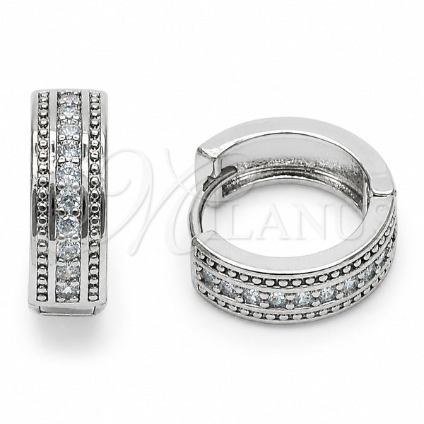Rhodium Gold Filled Huggie Hoop, with White Cubic Zirconia, Polished, Rhodium Finish, 02.267.0138.1.16