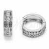 Rhodium Gold Filled Huggie Hoop, with White Cubic Zirconia, Polished, Rhodium Finish, 02.267.0138.1.16