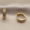 Oro Laminado Huggie Hoop, Gold Filled Style with White Cubic Zirconia, Polished, Golden Finish, 02.267.0139.14