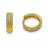 Oro Laminado Huggie Hoop, Gold Filled Style with White Cubic Zirconia, Polished, Golden Finish, 02.267.0139.14