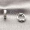 Rhodium Gold Filled Huggie Hoop, with White Cubic Zirconia, Polished, Rhodium Finish, 02.267.0139.1.14