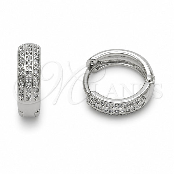 Rhodium Gold Filled Huggie Hoop, with White Cubic Zirconia, Polished, Rhodium Finish, 02.267.0139.1.14