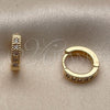 Oro Laminado Huggie Hoop, Gold Filled Style with White Cubic Zirconia, Polished, Golden Finish, 02.267.0140.12