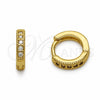 Oro Laminado Huggie Hoop, Gold Filled Style with White Cubic Zirconia, Polished, Golden Finish, 02.267.0140.12