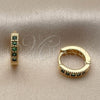 Oro Laminado Huggie Hoop, Gold Filled Style with Green Cubic Zirconia, Polished, Golden Finish, 02.267.0140.1.12