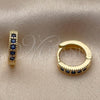 Oro Laminado Huggie Hoop, Gold Filled Style with Sapphire Blue Cubic Zirconia, Polished, Golden Finish, 02.267.0140.2.12