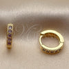 Oro Laminado Huggie Hoop, Gold Filled Style with Amethyst Cubic Zirconia, Polished, Golden Finish, 02.267.0140.3.12