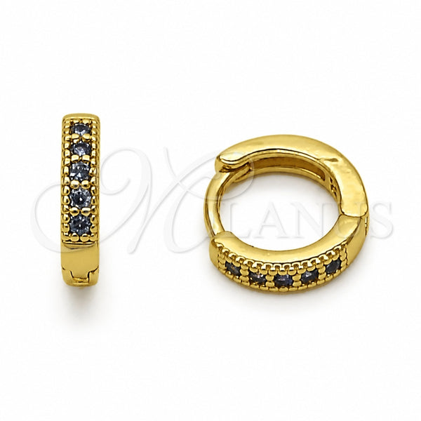 Oro Laminado Huggie Hoop, Gold Filled Style with Amethyst Cubic Zirconia, Polished, Golden Finish, 02.267.0140.3.12