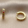 Oro Laminado Huggie Hoop, Gold Filled Style with Multicolor Cubic Zirconia, Polished, Golden Finish, 02.267.0140.4.12