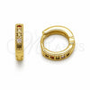 Oro Laminado Huggie Hoop, Gold Filled Style with Multicolor Cubic Zirconia, Polished, Golden Finish, 02.267.0140.4.12