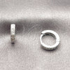 Rhodium Gold Filled Huggie Hoop, with White Cubic Zirconia, Polished, Rhodium Finish, 02.267.0140.5.12