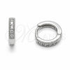 Rhodium Gold Filled Huggie Hoop, with White Cubic Zirconia, Polished, Rhodium Finish, 02.267.0140.5.12