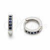 Rhodium Gold Filled Huggie Hoop, with Sapphire Blue Cubic Zirconia, Polished, Rhodium Finish, 02.267.0140.7.12