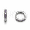 Rhodium Gold Filled Huggie Hoop, with Amethyst Cubic Zirconia, Polished, Rhodium Finish, 02.267.0140.8.12