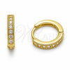 Oro Laminado Huggie Hoop, Gold Filled Style with White Cubic Zirconia, Polished, Golden Finish, 02.267.0140.14