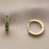 Oro Laminado Huggie Hoop, Gold Filled Style with Green Cubic Zirconia, Polished, Golden Finish, 02.267.0140.1.14
