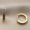 Oro Laminado Huggie Hoop, Gold Filled Style with Sapphire Blue Cubic Zirconia, Polished, Golden Finish, 02.267.0140.2.14