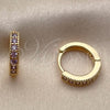 Oro Laminado Huggie Hoop, Gold Filled Style with Amethyst Cubic Zirconia, Polished, Golden Finish, 02.267.0140.3.14