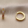 Oro Laminado Huggie Hoop, Gold Filled Style with Multicolor Cubic Zirconia, Polished, Golden Finish, 02.267.0140.4.14