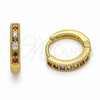 Oro Laminado Huggie Hoop, Gold Filled Style with Multicolor Cubic Zirconia, Polished, Golden Finish, 02.267.0140.4.14