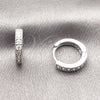 Rhodium Gold Filled Huggie Hoop, with White Cubic Zirconia, Polished, Rhodium Finish, 02.267.0140.5.14
