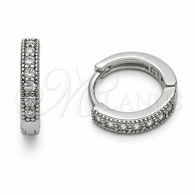 Rhodium Gold Filled Huggie Hoop, with White Cubic Zirconia, Polished, Rhodium Finish, 02.267.0140.5.14 for wholesale, main product view